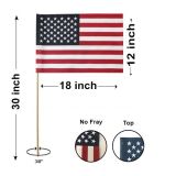 12"x18" US Memorial Flags with No Tip, No Fray- 3/8" Staff