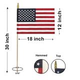 12"x18" US Mini Flag - Gold Spear Tip, Hemmed - 5/16" Staff