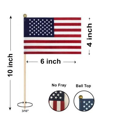 4" x 6" Handheld Mini U.S. Flags - Safety Ball Top