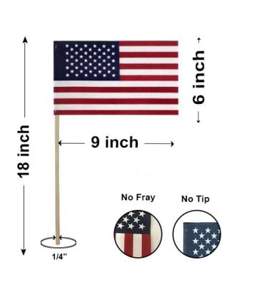 6" x 9" Hand-held Mini U.S. Flags - No Tip