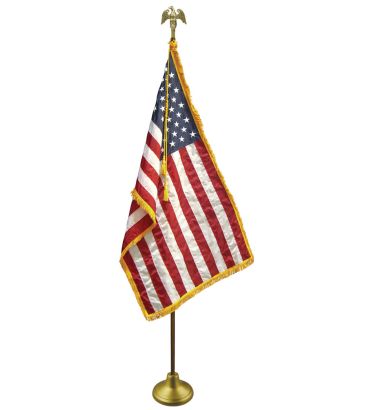 6'-10' U.S. Gold Adjustable Indoor Flag Set