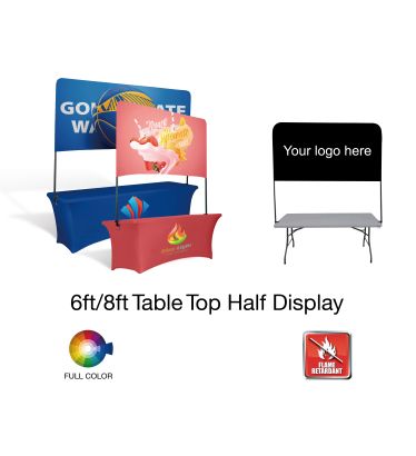 8' Half Wall Fitted Banner & Frame Table Kit