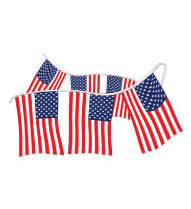 50' Mini US Flags Strings- Hi-Strength