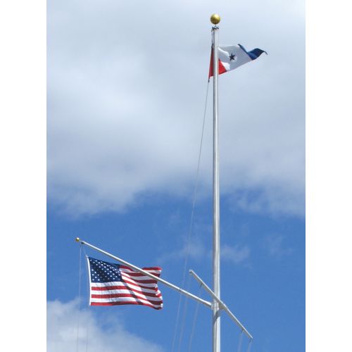 20' Heavy Nautical Single Mast Flagpole - Yardarm & Gaff ...