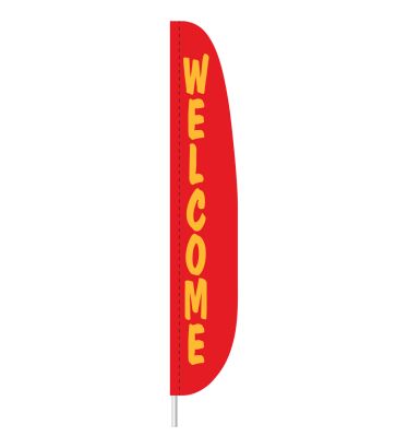 7'x17" Red Welcome Feather Flag