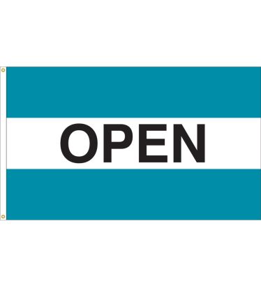 3'x5' Open Message Outdoor Nylon Flag - Teal, White, & Teal