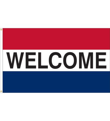 3'x5' Welcome Message Outdoor Nylon Flag - Red, White, & Blue