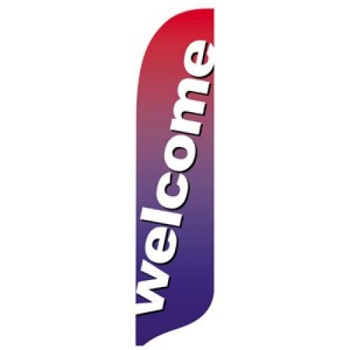 2'x11' Welcome Red Blue Fade Wave Banner - Wave Banners | Tuff Flags ...