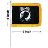 4"x6" POW/MIA Cotton Aerial Flags - Gold Fringe