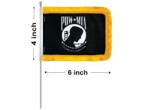 4"x6" POW/MIA Cotton Aerial Flags - Gold Fringe