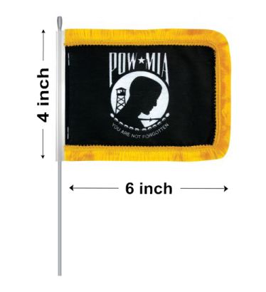 4"x6" POW/MIA Cotton Aerial Flags - Gold Fringe