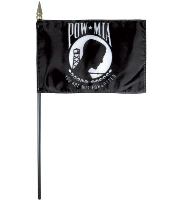 4"x6" POW/MIA Mounted Economy Cotton Flag - Spear