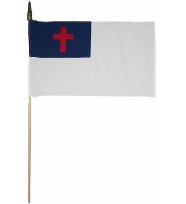 12"x18" Christian Mounted Flag with Gold Spear