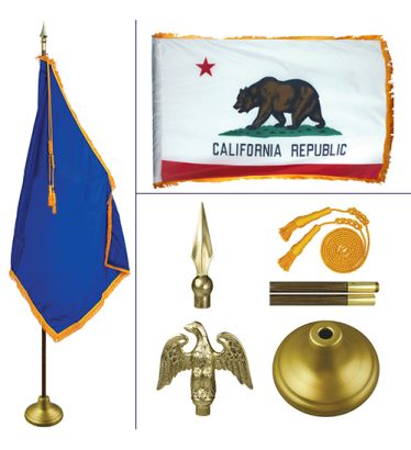 California 8' Heavy Oak Indoor Flag Kit