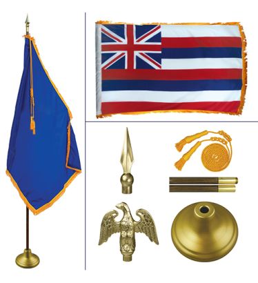 Hawaii 8' Heavy Oak Indoor Flag Kit