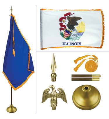 Illinois 8' Heavy Oak Indoor Flag Kit