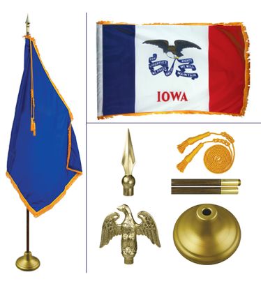 Iowa 8' Heavy Oak Indoor Flag Kit