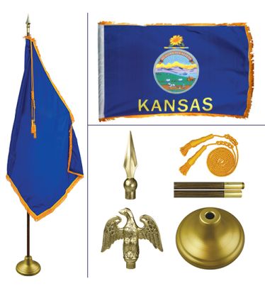 Kansas 8' Heavy Oak Indoor Flag Kit