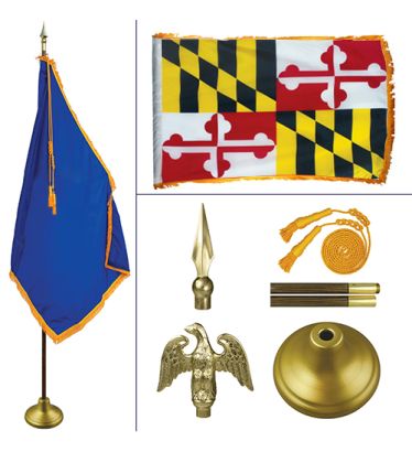 Maryland 8' Heavy Oak Indoor Flag Kit