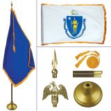 Massachusetts 8' Heavy Oak Indoor Flag Kit