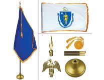 Massachusetts 8' Heavy Oak Indoor Flag Kit