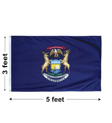 3'x5' Michigan Nylon Outdoor Flag