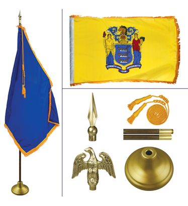 New Jersey 8' Heavy Oak Indoor Flag Kit