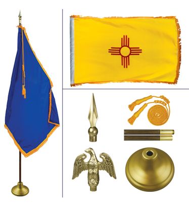 New Mexico 8' Heavy Oak Indoor Flag Kit