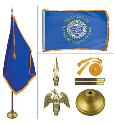 South Dakota 8' Heavy Oak Indoor Flag Kit