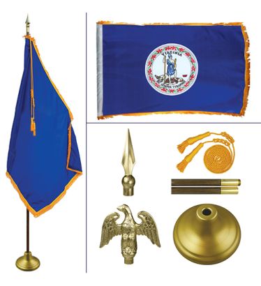 Virginia 8' Heavy Oak Indoor Flag Kit