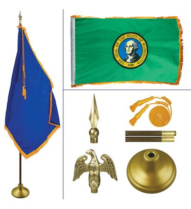 Washington 8' Heavy Oak Indoor Flag Kit