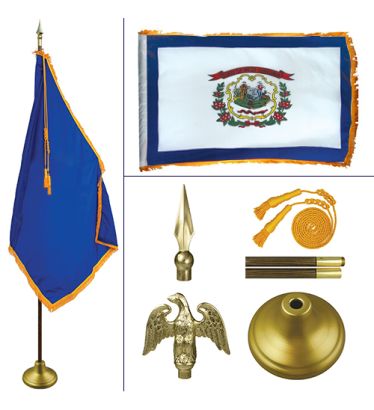 West Virginia 8' Heavy Oak Indoor Flag Kit