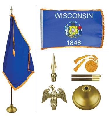 Wisconsin 8' Heavy Oak Indoor Flag Kit