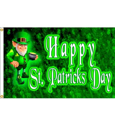 3'x5' St. Pat's Leprechaun Nylon Flag